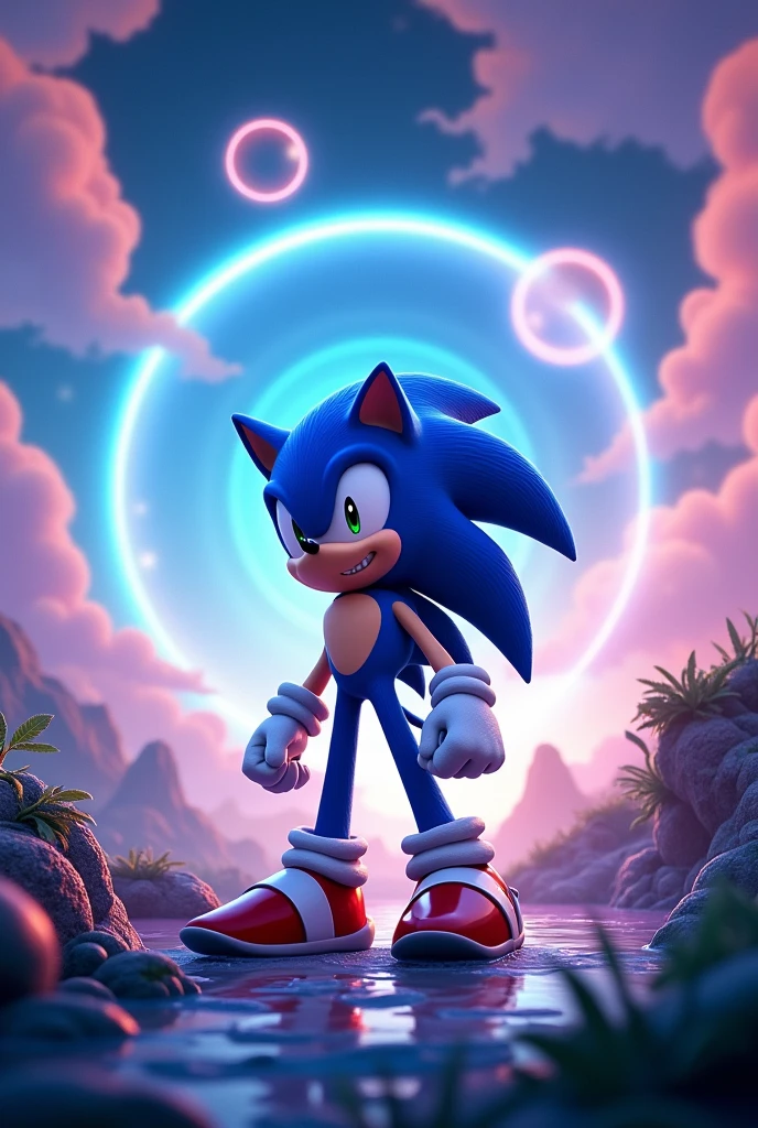Sonic the Hedgehog wallpaper in the planet of the will-o'-the-wisps. He's on his feet. 