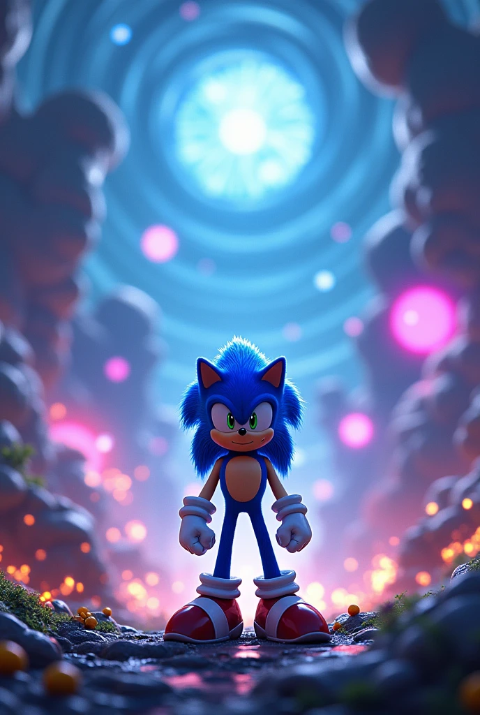 Sonic the Hedgehog wallpaper in the planet of the will-o'-the-wisps. He's on his feet. 