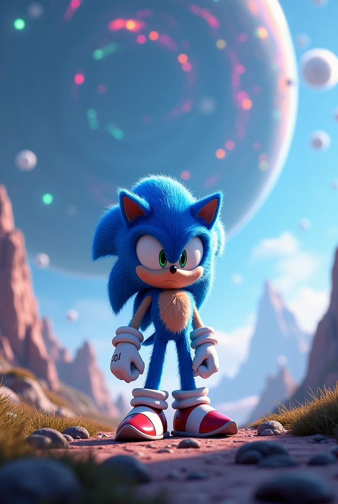 Sonic wallpaper in the planet of the will-o'-the-wisps. He's on his feet.