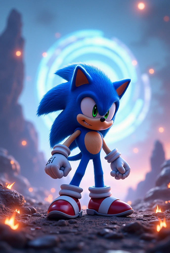 Sonic wallpaper in the planet of the will-o'-the-wisps. He's on his feet.
