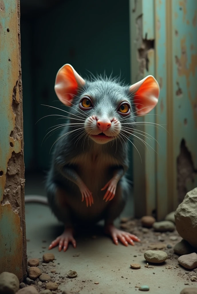 rat settling in some house a little uglier more realistic rat uglier ugliest rat with a face that is going to get sick less evil