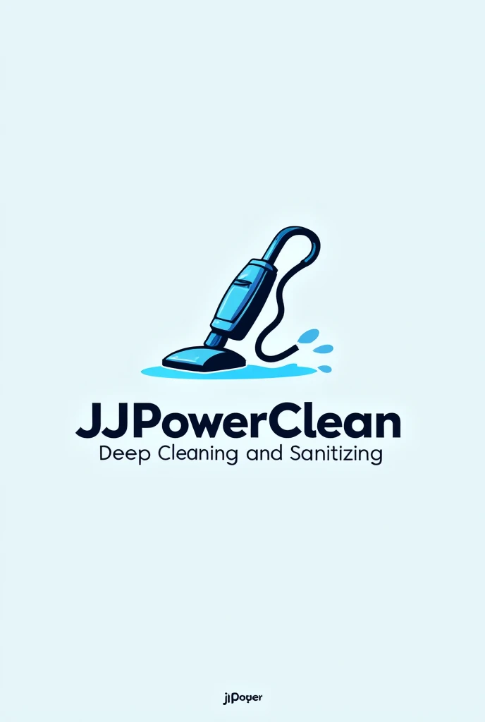 Cleaning company logo with the name JJ Power Clean that says deep cleaning and sanitizing with a vacuum cleaner