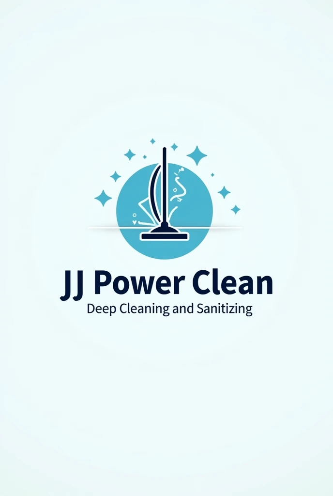Cleaning company logo with the name JJ Power Clean that says deep cleaning and sanitizing with a vacuum cleaner