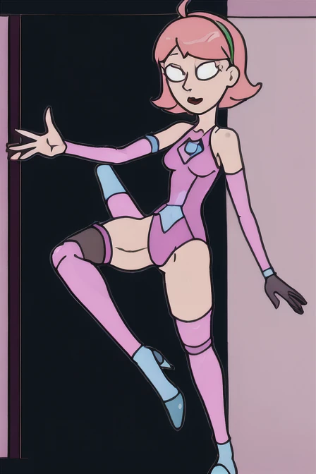 1girl, Pearl, pale, ivory complexion, light-cyan eyes, peach-colored hair, forehead gem, teal leotard with skirt, yellow shorts, star emblem, swept-back hair, short hair, pearl gem, pointy nose, perfect anatomy, better hands, cyan blush, shy expression, nude, solo, lying on back, legs spread, pussy, anus, nipples, navel, looking at viewer, score_9, score_8_up, score_7_up, score_6_up, score_5_up, score_4_up, (mother and dad:1.5) ((both having sex)) ((standing and carrying sex position))