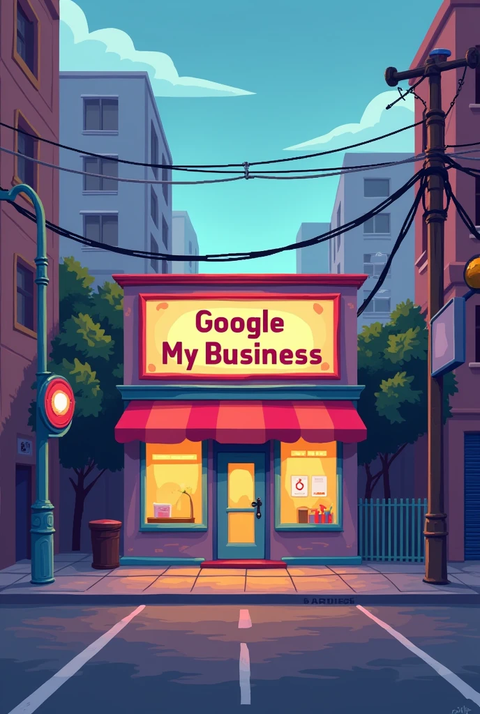 A pixel art style image of a business (store or establishment) positioned in the center of the image. The trade is designed with simple details, like a facade with doors and windows, and a sign above that says "Google My Business" in visible and prominent letters.
The background of the image is a basic urban scene, with some streets and buildings around to create a context. Trade is the main focus, with bright colors to attract attention and highlight the sign.
Lighting should be soft, with a slight glow on the sign to emphasize the importance of the "Google My Business". The image must convey the idea that the business is well positioned and visible, simbolizando a relevância e a visibilidade proporcionadas pelo Google My Business.