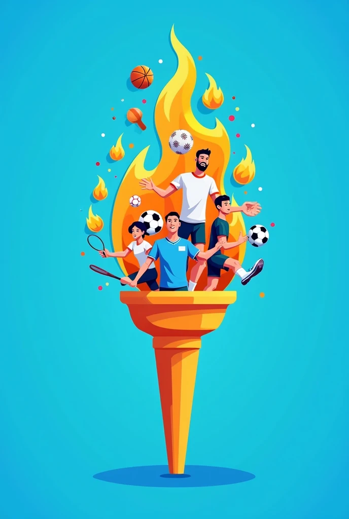 torch but the fire is any kind of sports and player clipart blue background