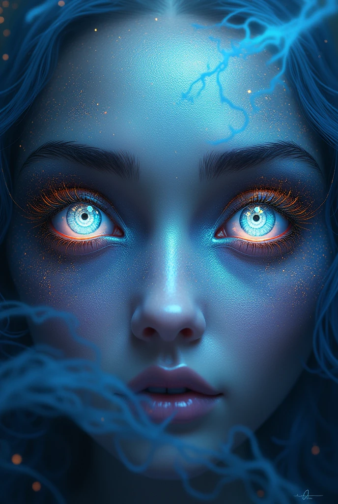 create the image only of the all-seeing eyes, not infinite, in shades of blue, lilac, purple and purple