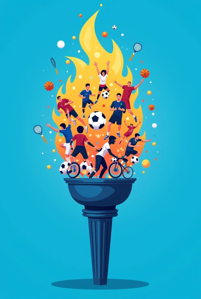 torch but the fire is any kind of sports and player clipart blue background