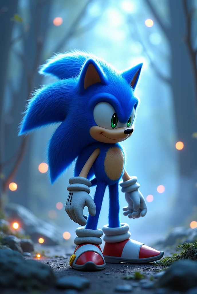 Sonic adult wallpaper in the planet of the will-o'-the-wisps. He stands. He's smiling without show his teeth