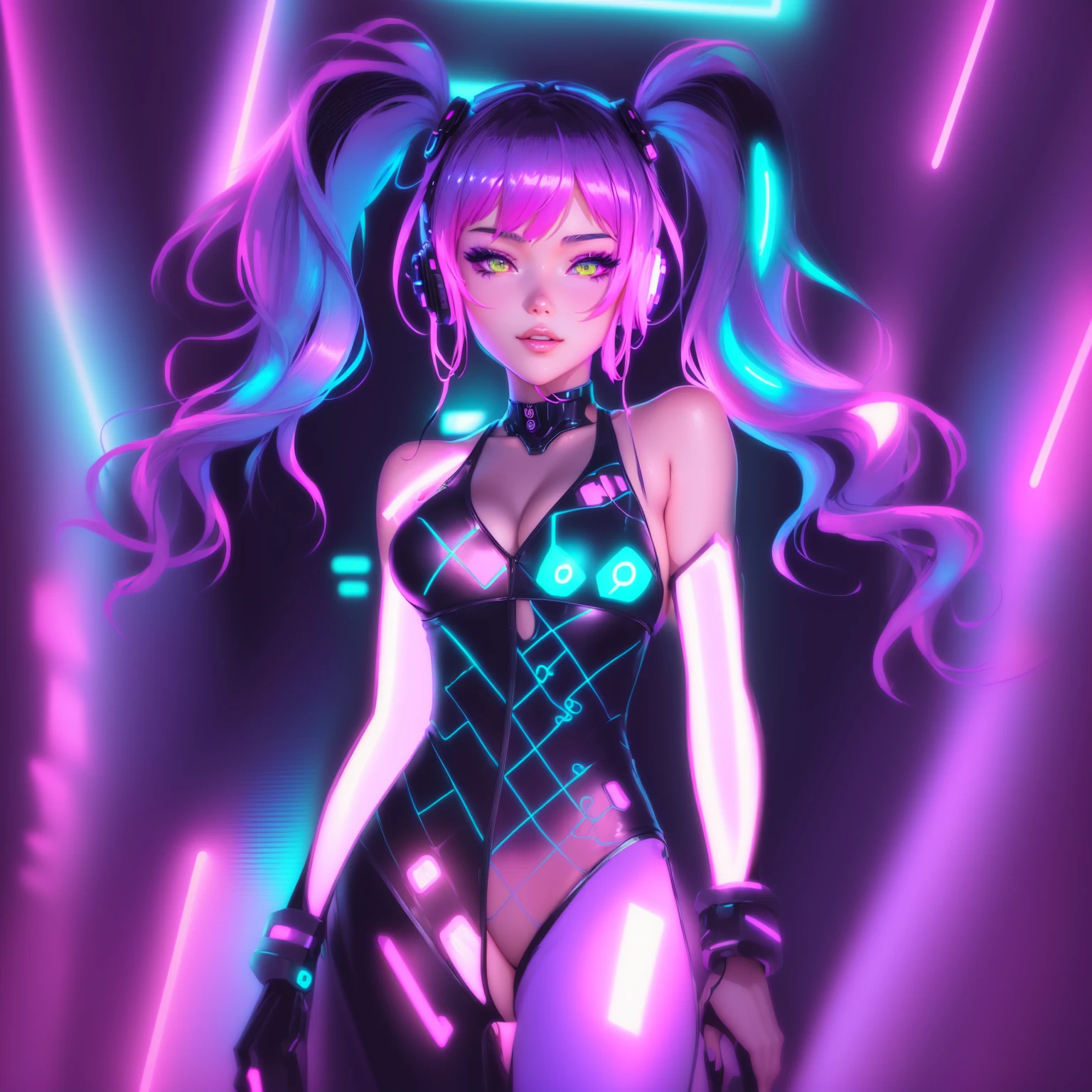 anime girl in a swimsuit standing in front of neon lights, rossdraws cartoon vibrant, cyberpunk art style, jen bartel, digital cyberpunk anime art, anime style 4 k, 8 0 s anime vibe, glowwave girl portrait, cyberpunk anime girl, digital cyberpunk - anime art, digital anime illustration, ilya kuvshinov. 4 k, anime cyberpunk art