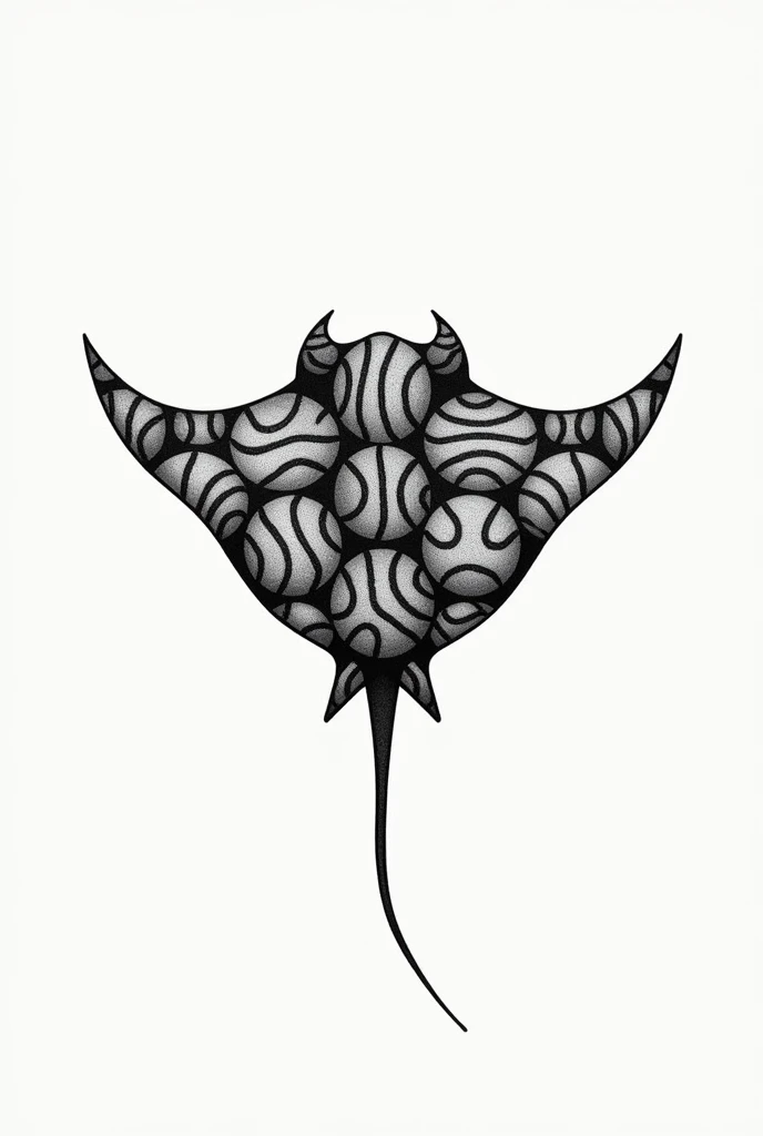 A tattoo template of a ray made of handball symbols 
