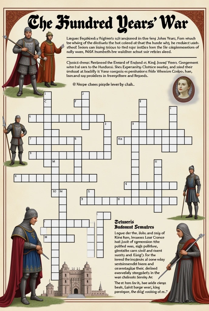 do a crossword puzzle about the hundred years war for high school students 