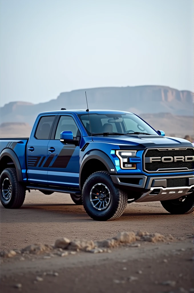 Ford f150 raptor blue color black stripes