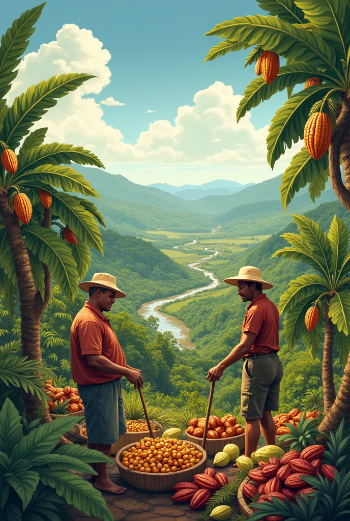 COCOA FARMING BEAUTIFUL DRAWING