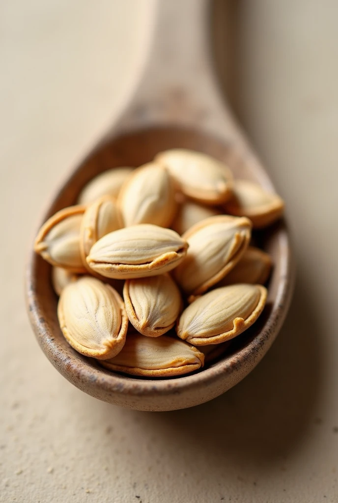 Pumpkin seeds in spoon 
