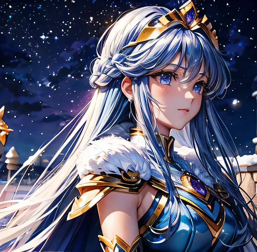 Saint Seiya　pandora　Heinstein Castle　Snow Scene　Aurora　The 12 Constellations of the Kingly Way　night　Beauty　Purple long hair