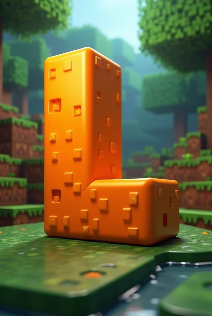 Create a logo with name L for main color Orange MINECRAFT theme