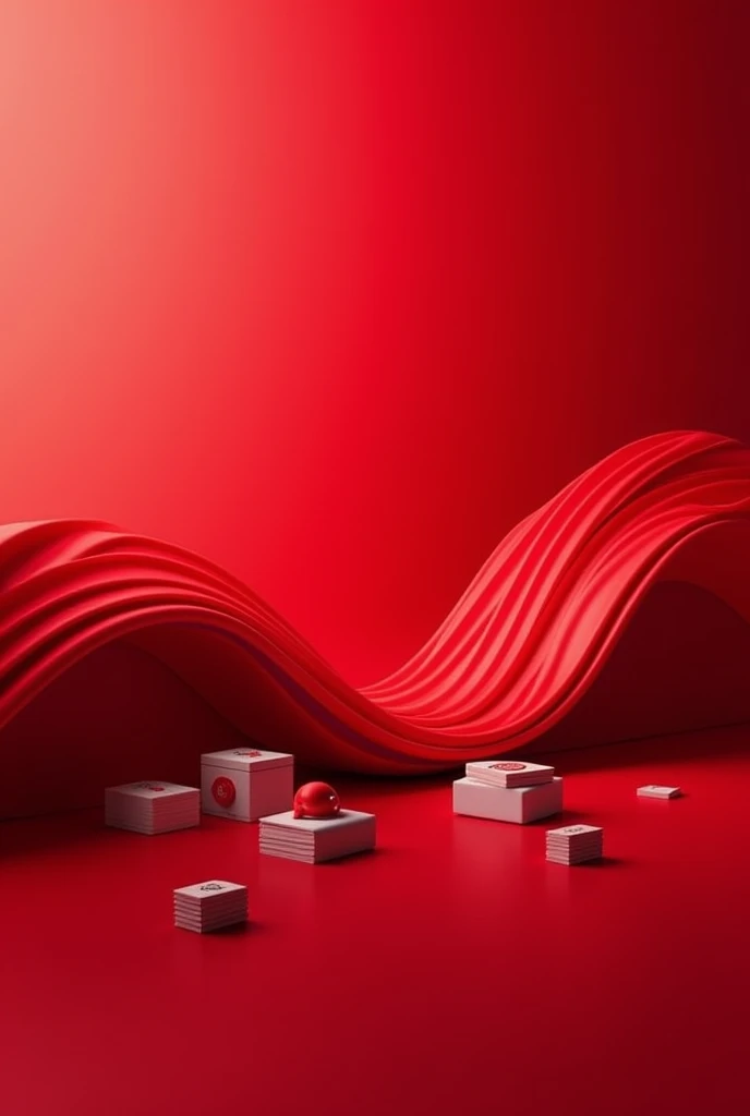 "Create a high-resolution, vibrant background image with a dynamic gradient or abstract design featuring rich, contrasting colors with a primary focus on various shades of red, such as crimson, scarlet, and ruby. Ensure that the entire background is highly detailed and visually striking, with no elements being blurred or out of focus. Integrate large, prominent icons of TikTok, YouTube, Kwai, and CapCut into the design, ensuring they are exceptionally clear, high-resolution, and sharply defined. Include bold and detailed symbols of financial success, with a strong emphasis on dollar signs ($), stacks of bills, or currency icons, ensuring these elements are particularly prominent and crisply rendered. Arrange these elements harmoniously within the background to convey a theme of financial success and video content creation. The overall design should be sleek, modern, and highly vibrant, with all icons and symbols sharply contrasted against the red-toned backdrop, avoiding any text or written elements. Ensure that every part of the image is perfectly sharp and clear, with no blurring or lack of focus."