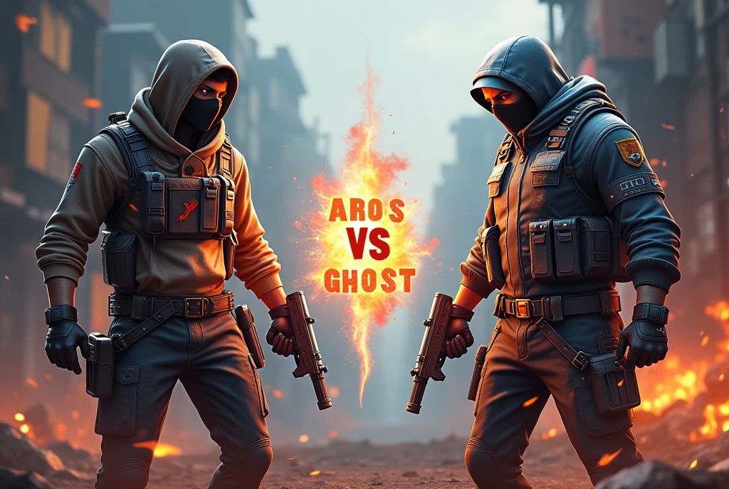 
**Thumbnail Description:**

- **Background:** A high-quality, realistic graphic related to Free Fire, with a dynamic and engaging environment.
- **Left Side:** A character from Free Fire wearing a mask labeled "Shahjahan."
- **Right Side:** A character resembling "Ghot," each holding a gun.
- **Center Text:** Bold 3D text with the message "BLACK ARO VS GHOST."
