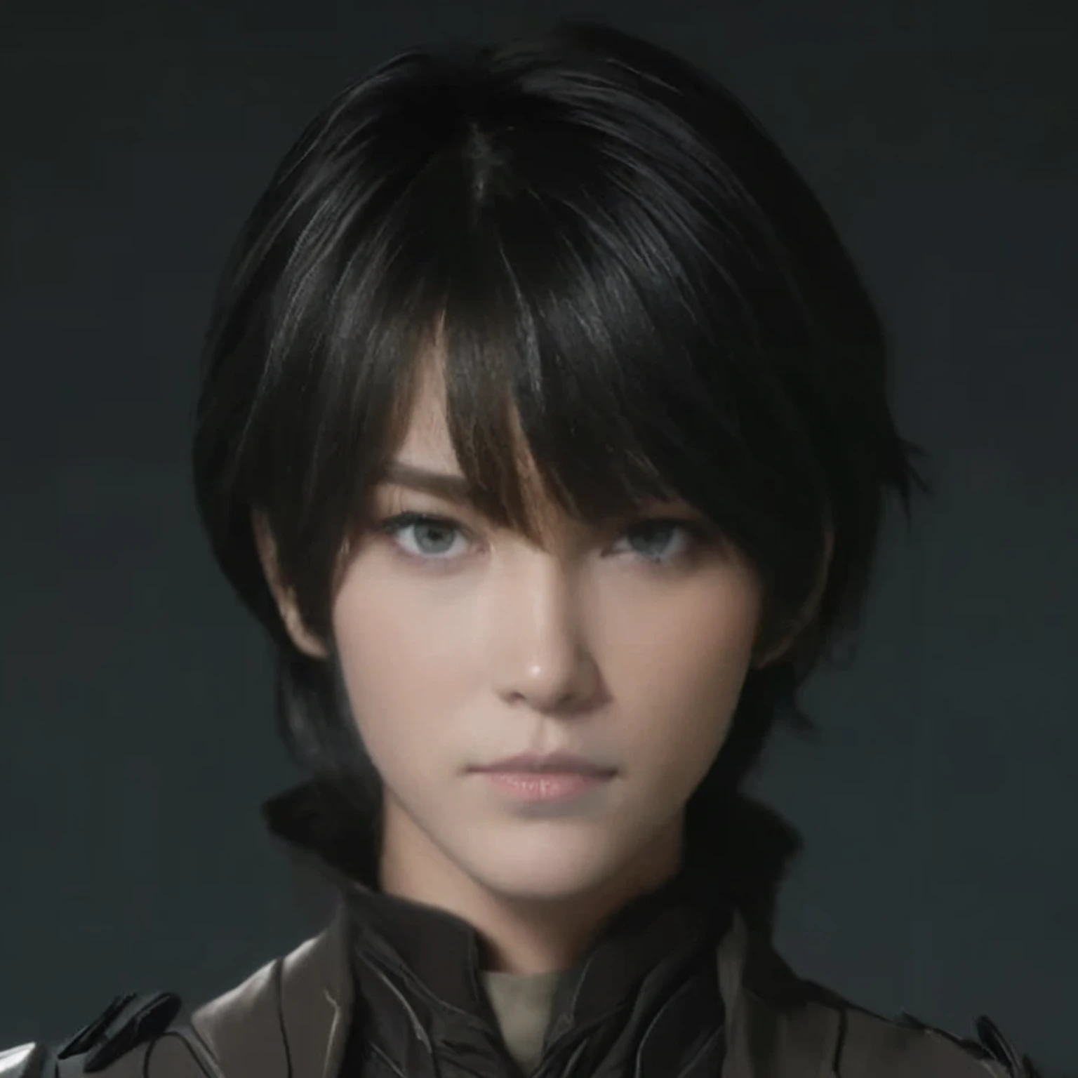 masterpiece, best quality, focus, solo, looking at viewer, closed mouth, Highly detailed, detailed face, detailed eyes, clear skin, clear eyes), black hair
