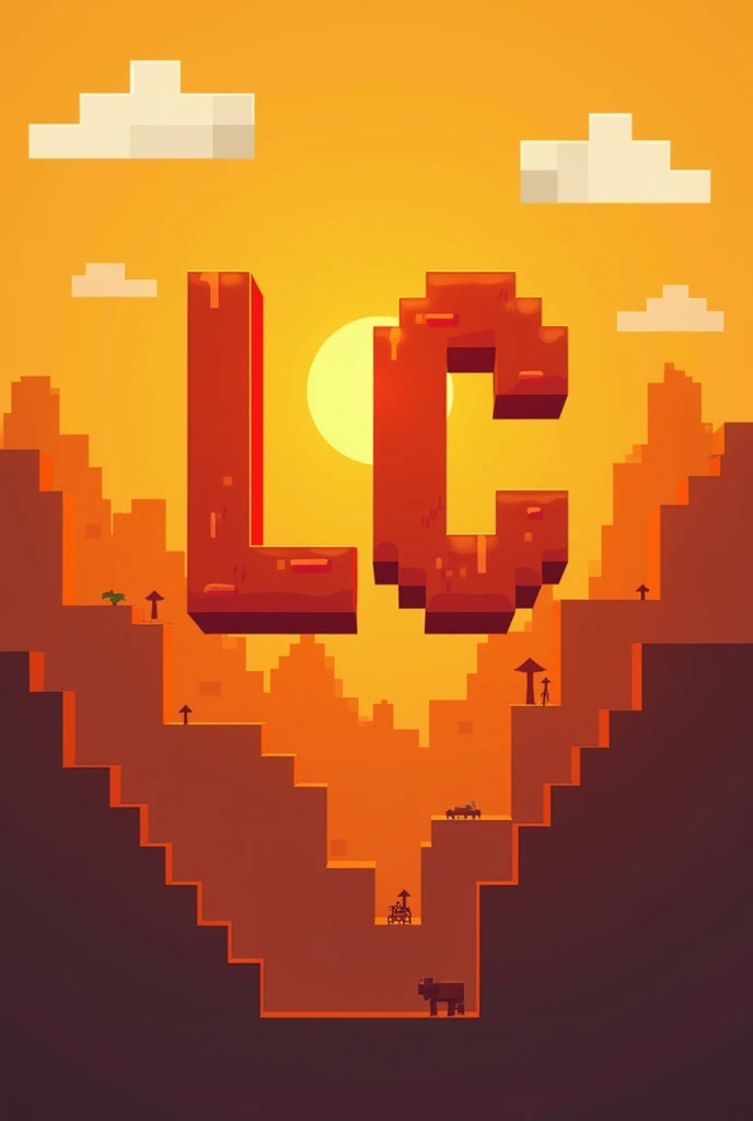 Create a logo with name LC for main color Orange MINECRAFT theme