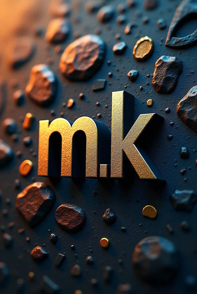 create an image with the acronym "M.K." in the center of it with texture details, lights, It needs to be a square resolution image that can be used as an Instagram profile picture.