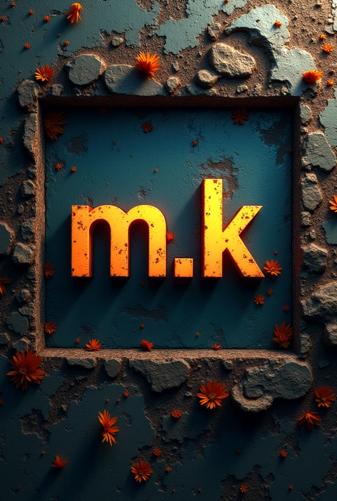 create an image with the acronym "M.K." in the center of it with texture details, lights, It needs to be a square resolution image that can be used as an Instagram profile picture.