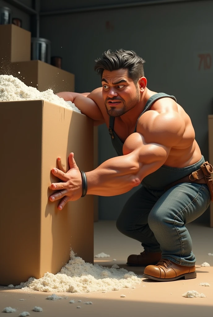 Table 1:
A character called "Carlos" is pushing a big, heavy box.
texto:
"flour! This box is very heavy!" Table 2:
Carlos is sweating and straining, but the box doesn&#39;t move.
texto:
"Why can&#39;t I move it??" Table 3:
A friend comes up and says:
texto:
"You need to apply more force, Carlos! remember if: F = m × a!" Table 4:
Carlos smiles and starts pushing the box harder., and the box finally starts moving.
texto:
"Now yes! Acceleration, Here we go!"