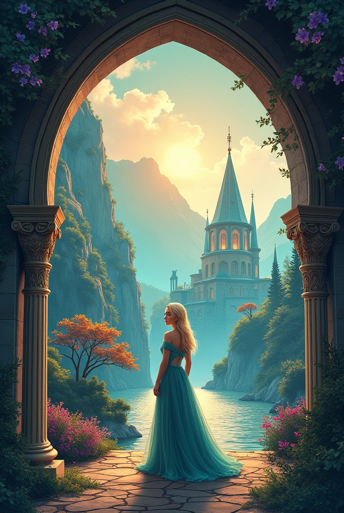 Create the cover for my book A Princess in Türkiye for me, the story takes place in the year 2024, and the princess comes from another world where kingdoms are named after precious stones, the book has a touch of the movie Enchanted. The male protagonist is a very rich and modern man., the princess comes from a world in the year 1830. Put the name of the book and my name as the Author,the character has blond features and blue eyes