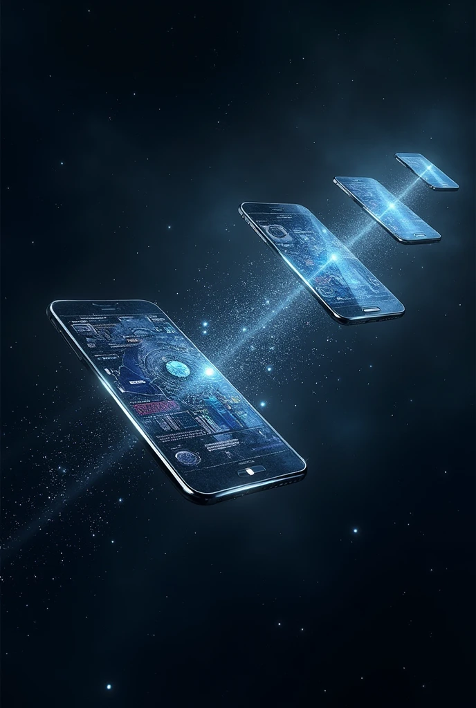 Futuristic cell phones flourishing in space 