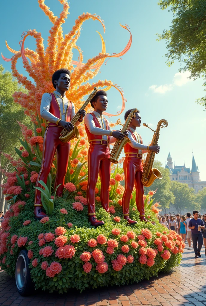 Spring parade float of music in time