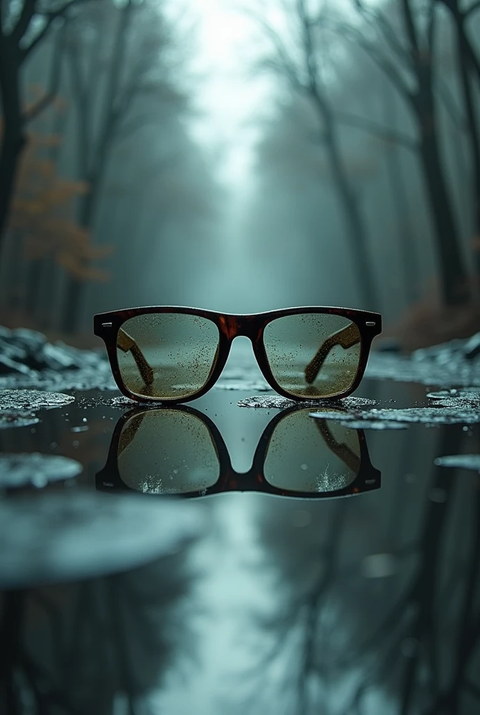 reflective background showing elements related to blindness, dirty lenses, glasses and psychology