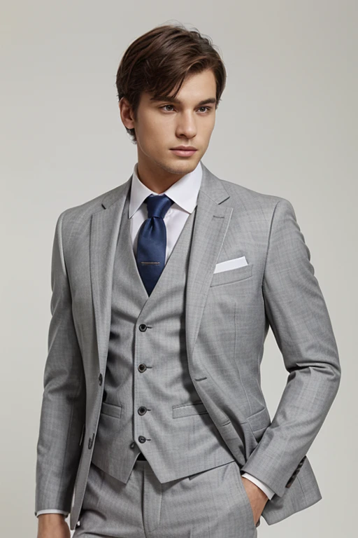 THREE-PIECE SUIT WITH WHITE BACKGROUND