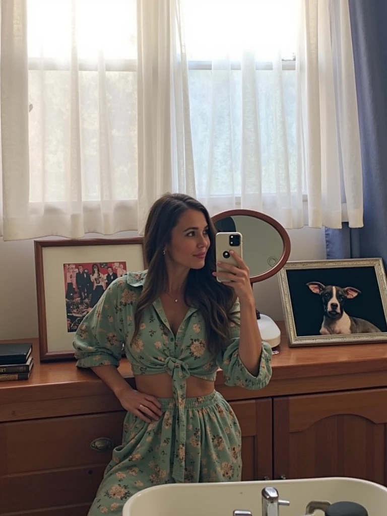 Beautiful 1 woman with brown hair