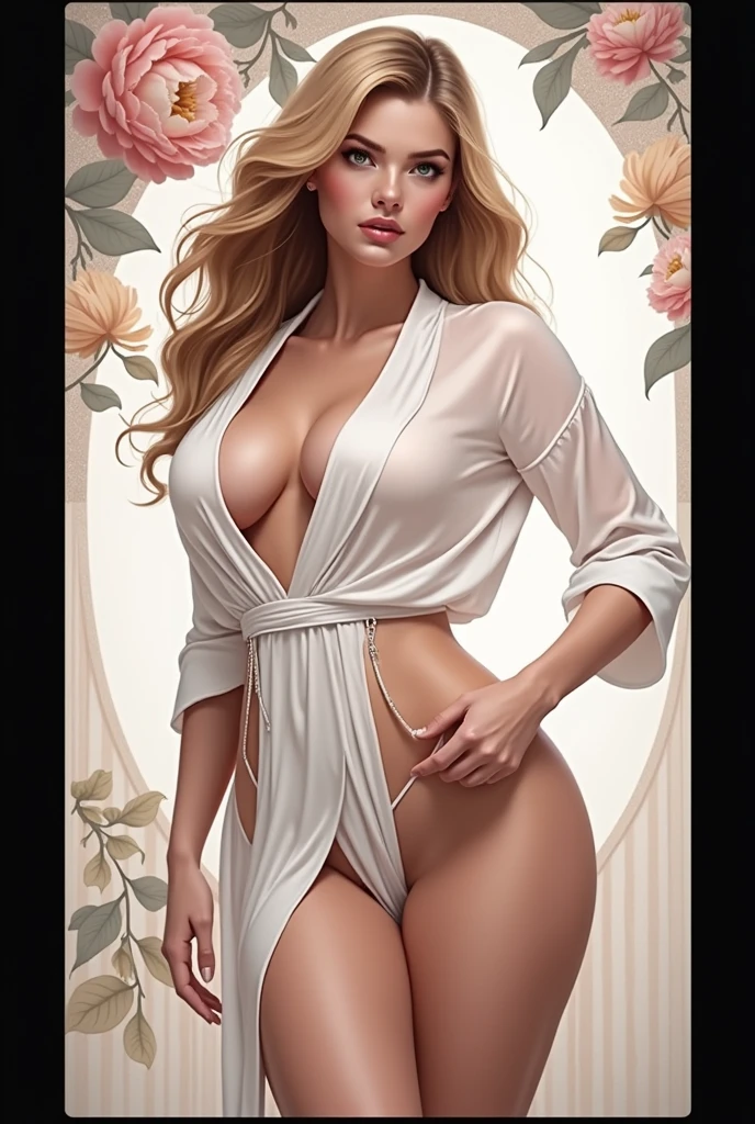 white silk shirt, deep v neck, gorgeous woman, next to a fire
