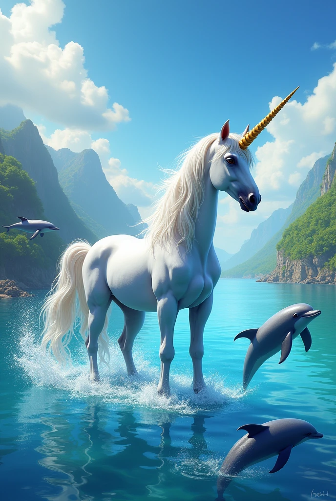 Unicorn and dolphins