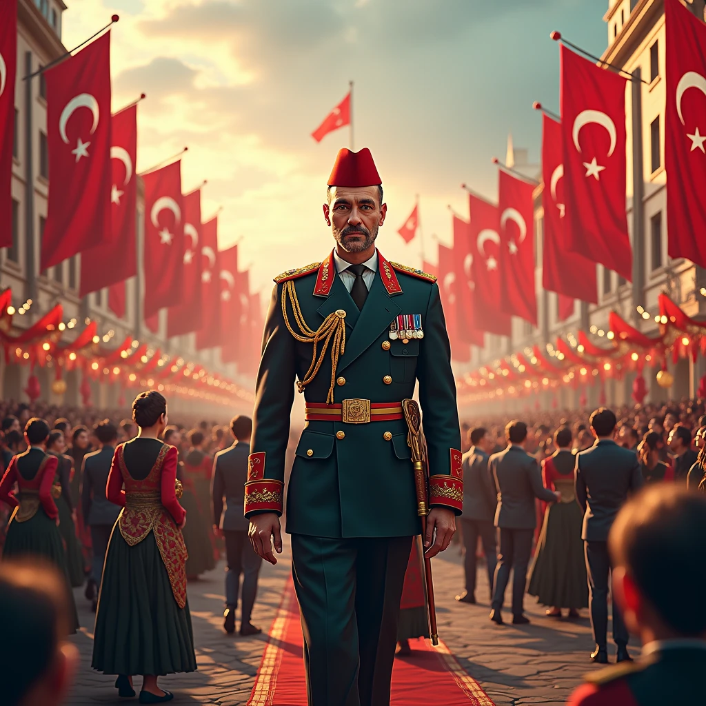 create image for October 29th is the Republic Day of Turkey or 29 Ekim Cumhuriyet Bayramı. The day is a public holiday and marks the anniversary of the proclamation of the Turkish Republic when Mustafa Kemal Atatürk was named as its first leader.
