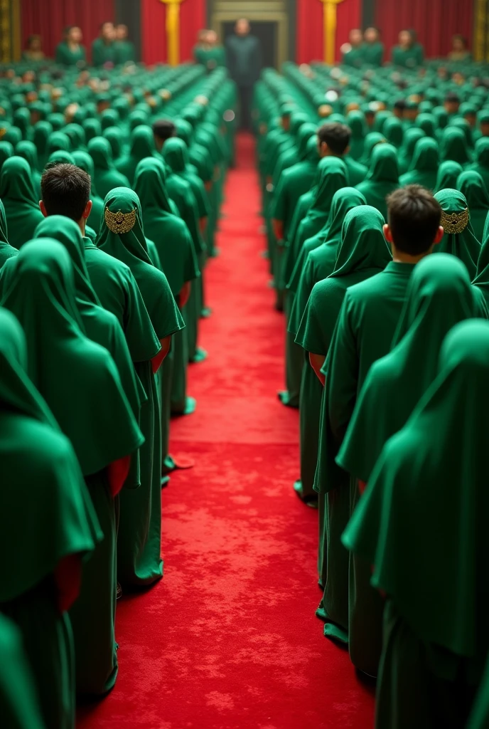 Green Muslims audience on a red carpet