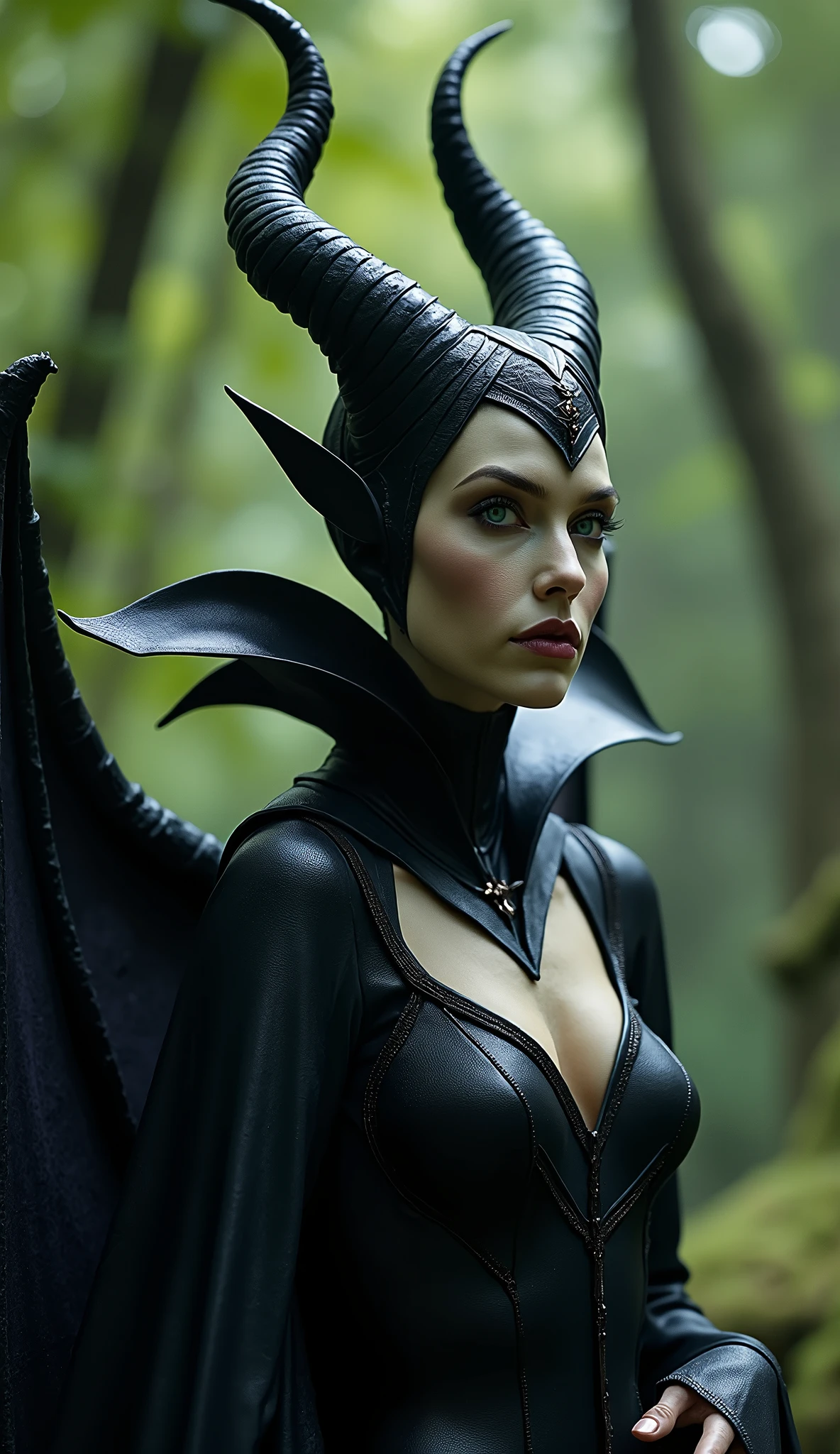 Maleficent in the process of transforming into a dragon, she is not quite human, yet not quite a dragon