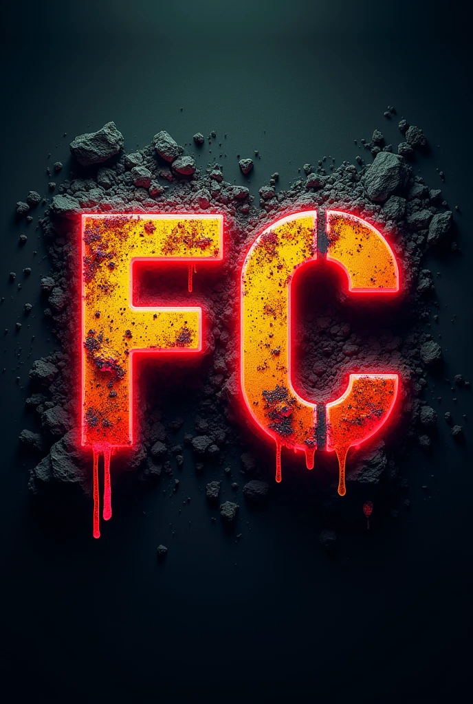 Give me a logo with the letters FC in a radioactive style with toxins and that has urban typography, It's for a t-shirt brand