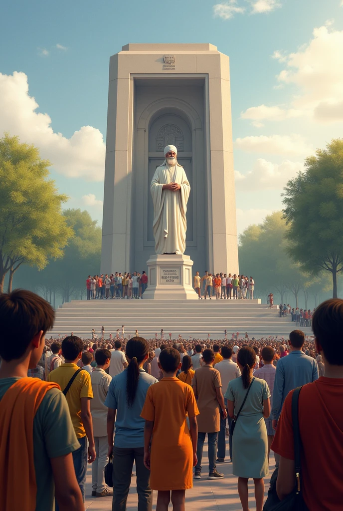 Amar Singh's Memorial**: People gathered in reverence at a monument dedicated to Amar Singh, showing respect and remembrance.