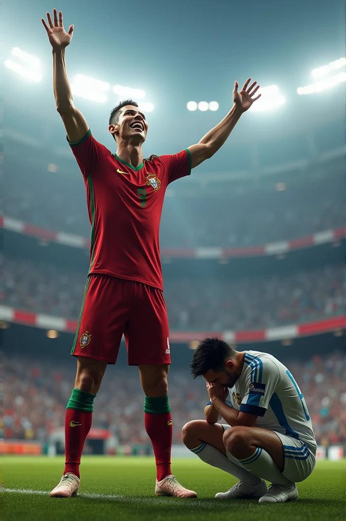 Cr7 winning the world cup against Argentina and messi crying