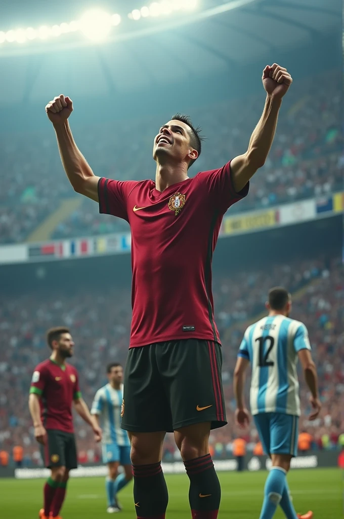 Cr7 winning the world cup against Argentina and messi crying 