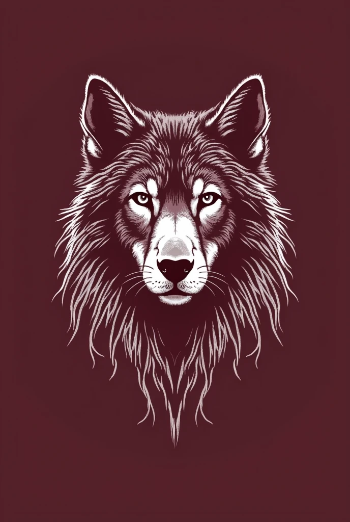 I want a wine-colored shirt with white details on the front and back., diseños acordes a la temática vet que tengan los siguientes detalles: FCV - ONE. Missions Branch. vet. How happy the image of a wolf in the center forward May everything be as harmonious as possible. in Spanish