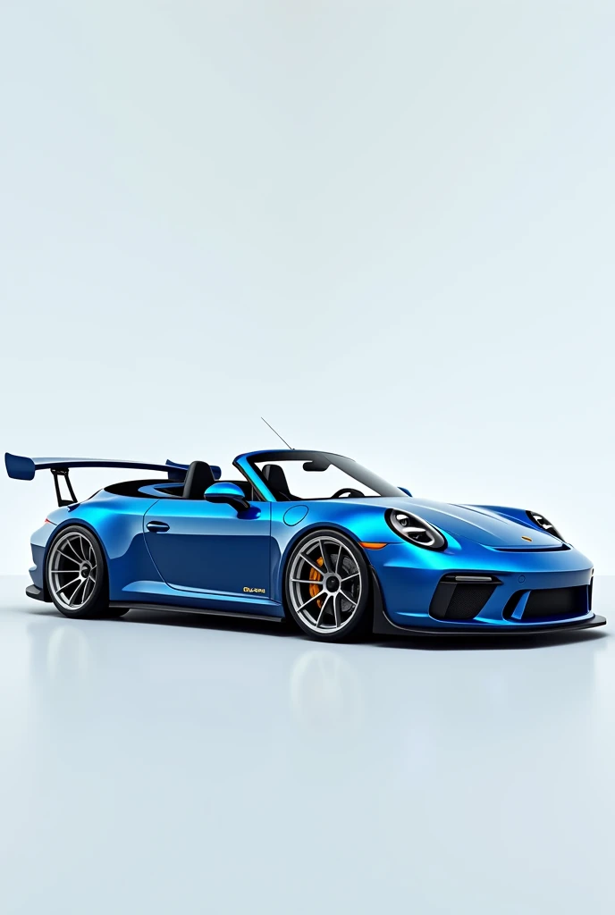 Porsche 911 spider Chrome blue color Big spoiler White tires