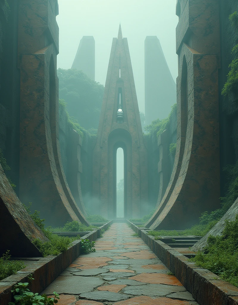 Battle arena, surreal, mystery. Symmetrical view. Exclude human, people, silhouette, shadowy figure.