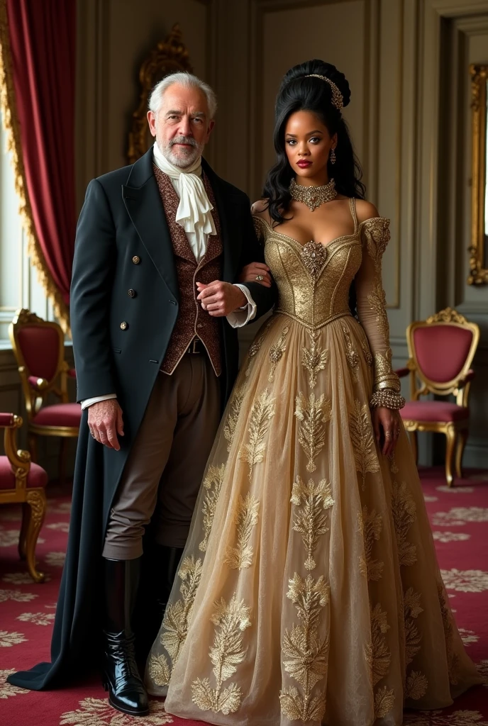 Rihanna as Duchess of "Bridgerton" married to an old duke