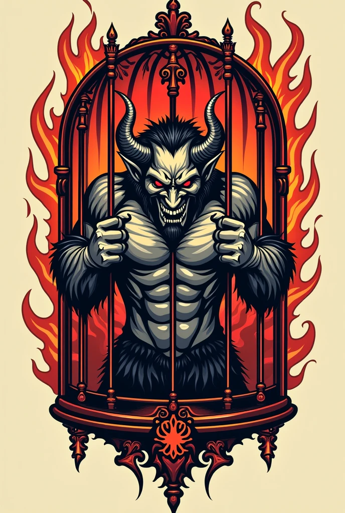 neo traditional tattoo design caged devil