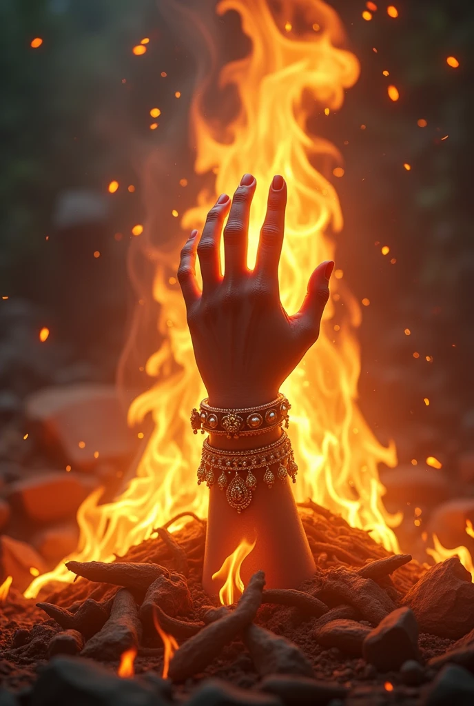 holding hand of lord shiva in pyre