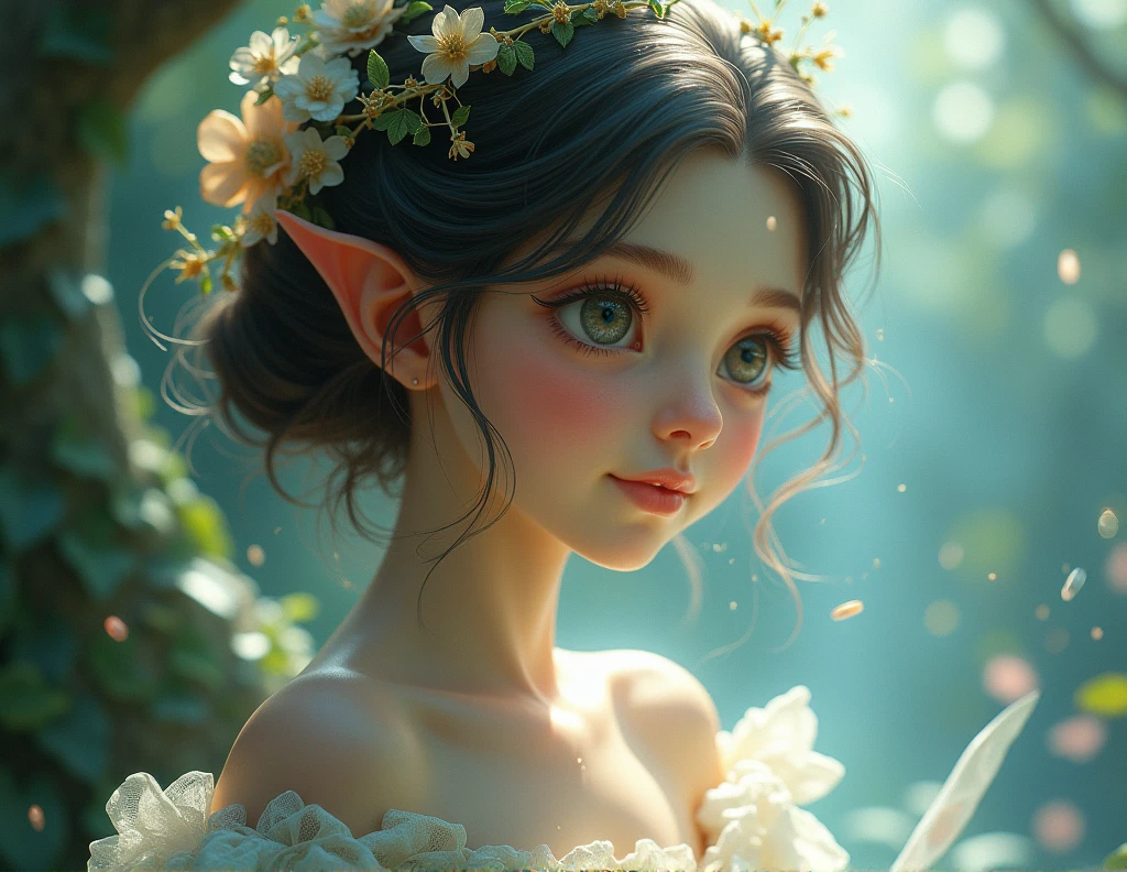remake the character above enchanting looking to the right 